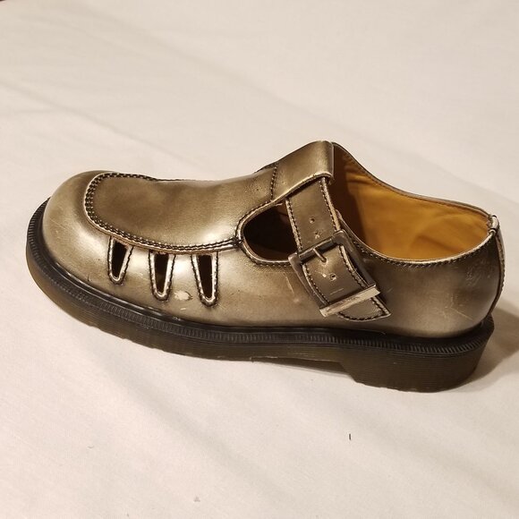 Vtg Doc Dr. Martens Mary Jane UK 5 | US 7 Pewter Silver Made England Goth Punk - Picture 2 of 15